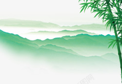 绿色竹子山峦水墨装饰背景素材