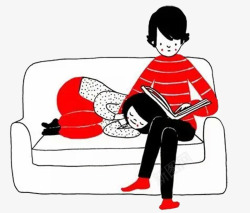 在沙发上读书睡觉的情侣素材