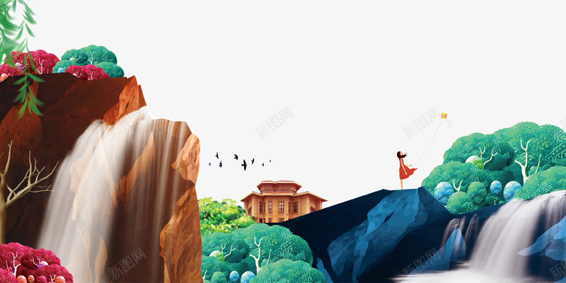 清新唯美春季风景海报背景png免抠素材_88icon https://88icon.com 唯美 少女 春季 海报 清新 瀑布 风景