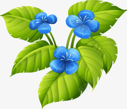 一株花朵一株蓝色花草矢量图高清图片