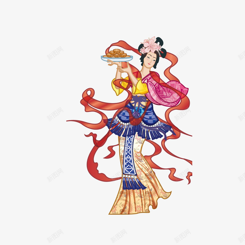端月饼的嫦娥矢量图ai免抠素材_88icon https://88icon.com 中秋节 嫦娥 月饼 矢量图