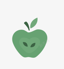 水彩绿色苹果简笔画素材