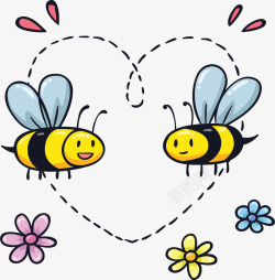 爱心边框可爱蜜蜂矢量图素材