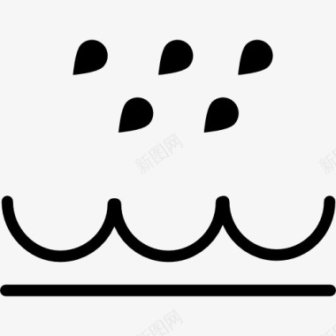 水天气符号雨水和海浪图标图标