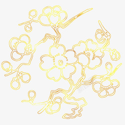 中国风传统金色梅花烫金花纹素材