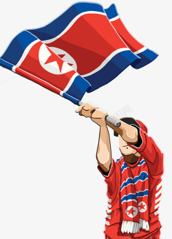 挥舞朝鲜国旗插画素材