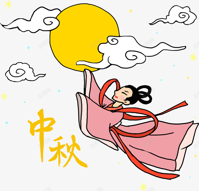 中秋节祥云嫦娥月亮装饰矢量图ai免抠素材_88icon https://88icon.com 中秋节 嫦娥 月亮 祥云 装饰 矢量图