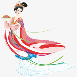 中秋节手绘古典美人素材