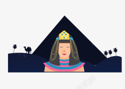 漂亮女王女王埃及金色女神夜晚骆驼高清图片