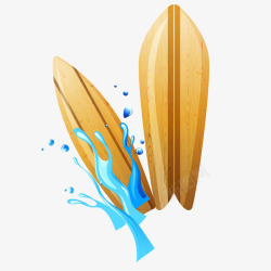 木头冲浪板海浪素材