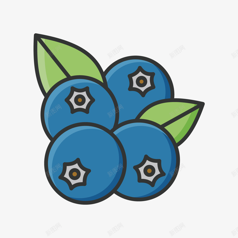 蓝色圆形蓝莓水果元素矢量图ai免抠素材_88icon https://88icon.com 圆形 树叶 植物 水果 线稿 绿色 自然 蓝色 食物 矢量图