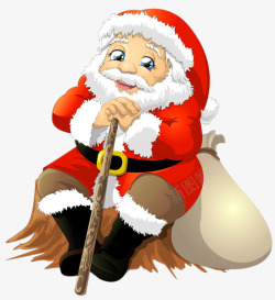 圣诞节卡通坐着的圣诞老人装饰素材