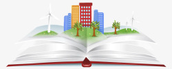立体书里的城市打开书本中的环保城市高清图片