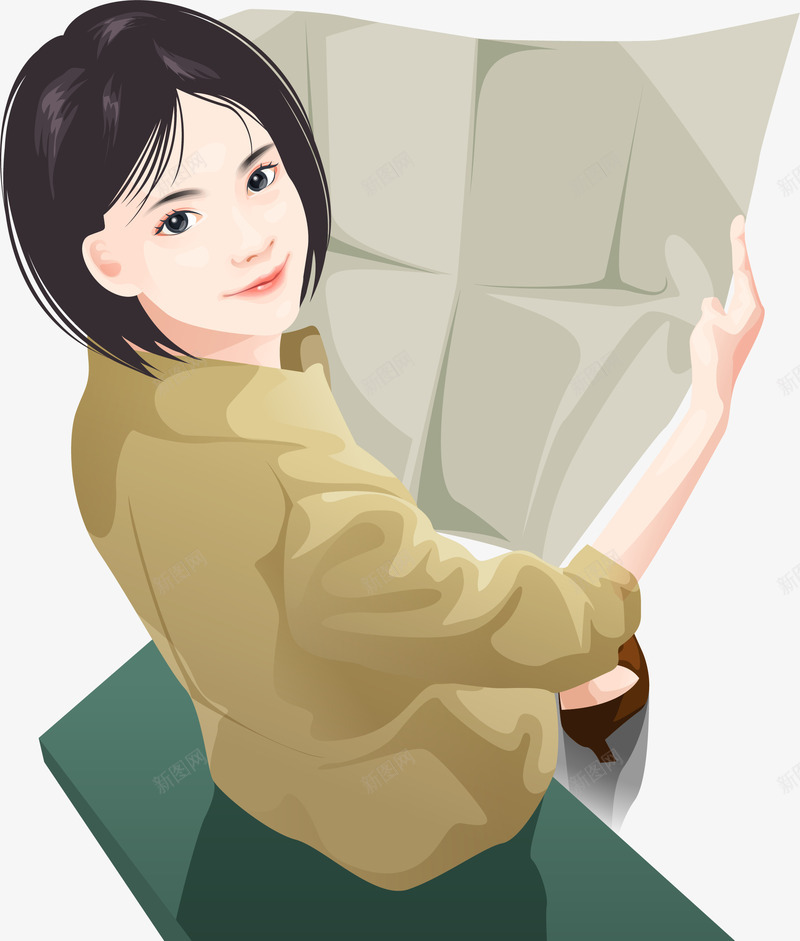 手绘看报纸的女孩png免抠素材_88icon https://88icon.com 手绘 看报纸的女孩 青春