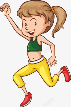 绿色少女跑步比赛素材