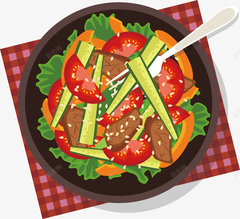 麻辣牛肉矢量图ai免抠素材_88icon https://88icon.com 手绘 胡萝卜 芝麻 餐布 香菜 麻辣牛肉 黄瓜 矢量图