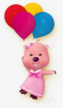 卡通小熊气球彩色气球素材