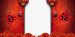 红色大门与围墙红色大门高清图片