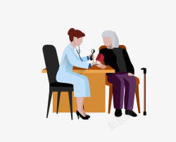 老人全自动量血压卡通老人量血压高清图片