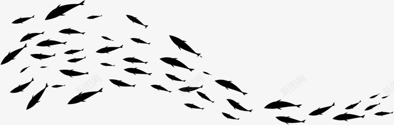 自然黑色扁平大海鱼群图标图标