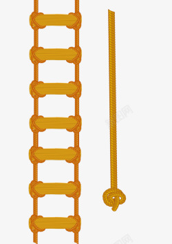 黄色木板制绳梯素材