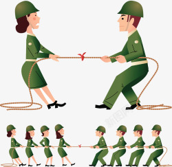 拔河比赛插画素材