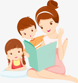 看书矢量图片朋友母亲节教育孩子的妈妈高清图片