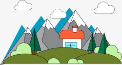 卡通住宅山上的小房子高清图片