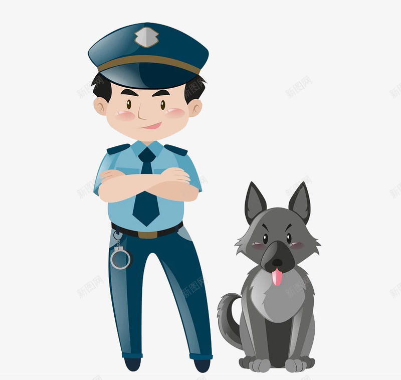 警察与小狗png免抠素材_88icon https://88icon.com PNG素材 卡通 小狗 警察