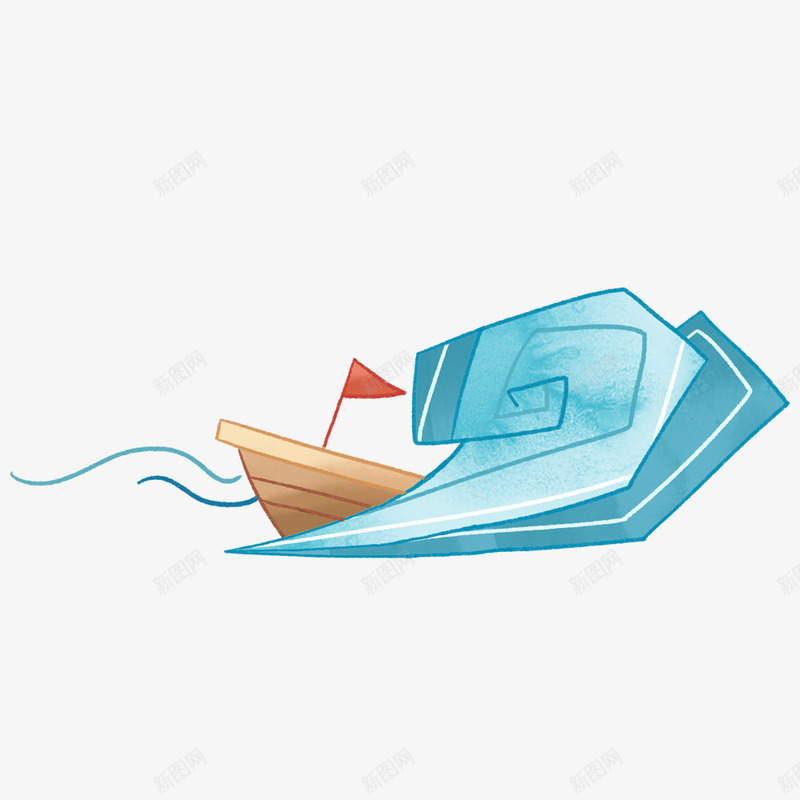 海水轮船png免抠素材_88icon https://88icon.com 一艘 卡通 手绘 棕色 海水 海浪 简图 蓝色 轮船