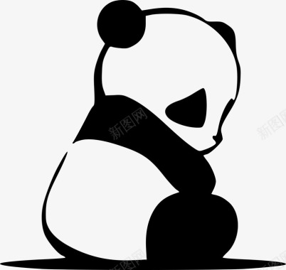 白熊坐着的黑色小熊猫图标图标