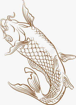 黑白锦鲤手绘卡通鲤鱼高清图片