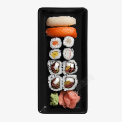 餐具摆放彩色精致装饰盘装寿司高清图片