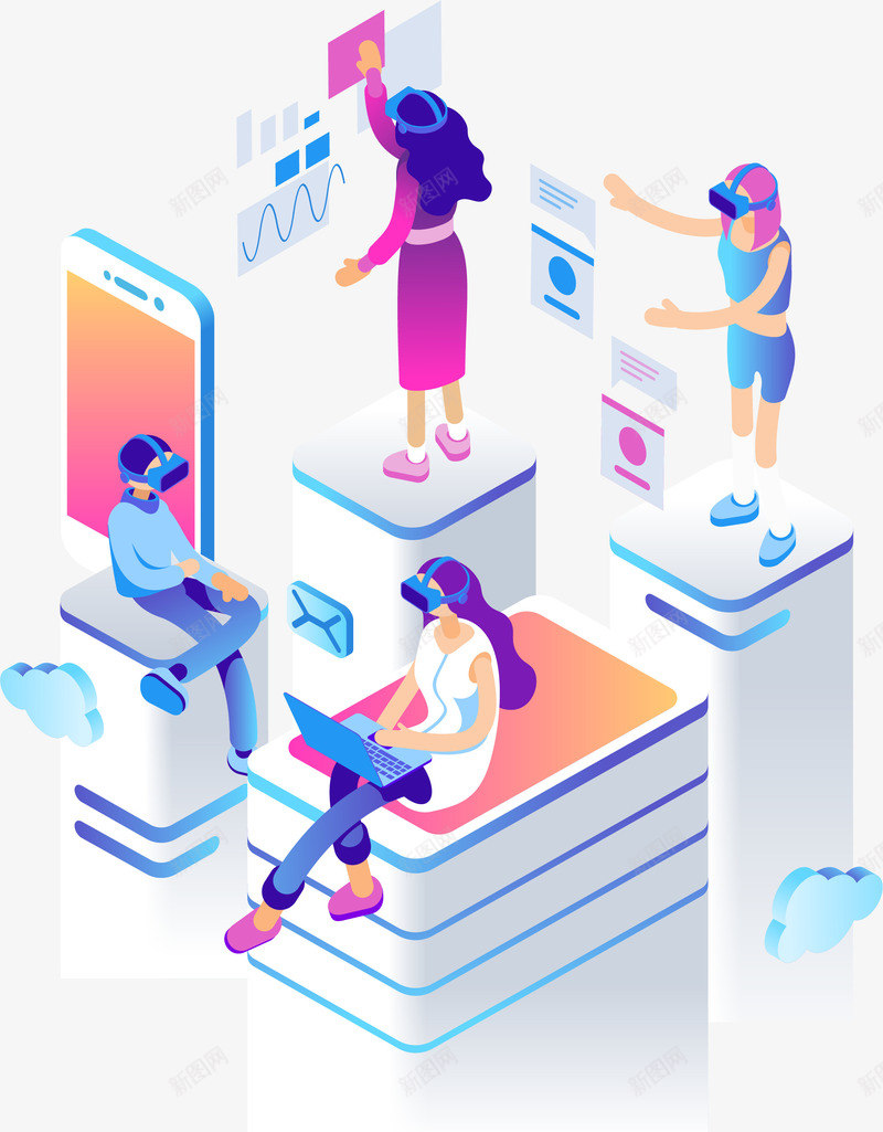 25D立体办公人物插画矢量图ai免抠素材_88icon https://88icon.com 25D矢量办公插画 办公 商务办公插画 数据 矢量图 科技 立体办公人物 站办公 金融
