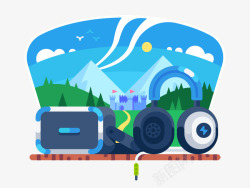 扁平化卡通元素素材