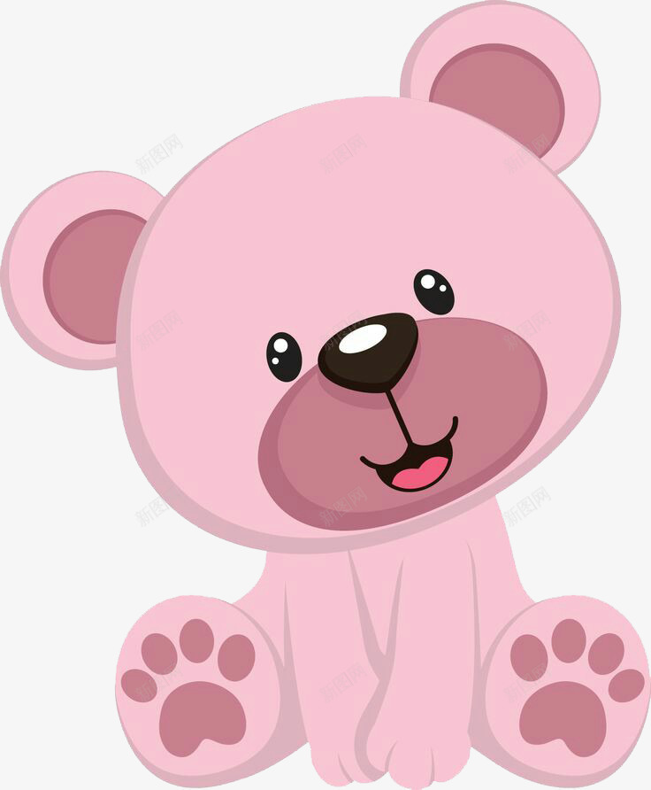 粉色可爱小熊png免抠素材_88icon https://88icon.com 创意设计 可爱 可爱小熊 图案设计 粉色