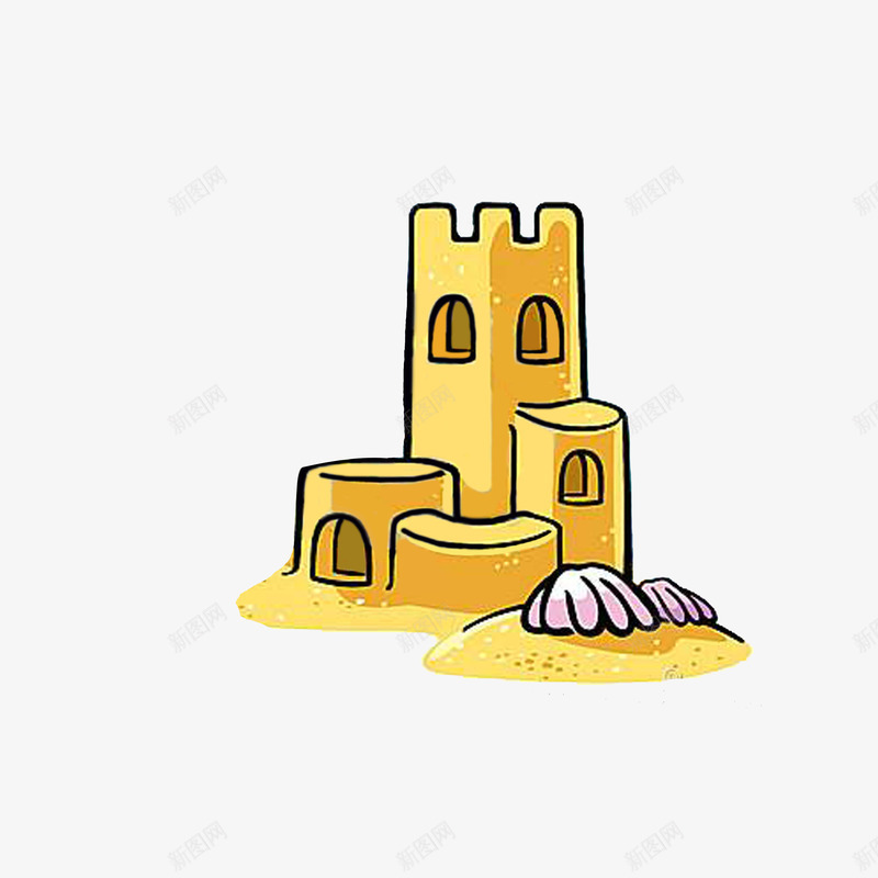 卡通金色沙城堡png免抠素材_88icon https://88icon.com 卡通金色沙城堡 好看 手绘 贝壳 金色城堡