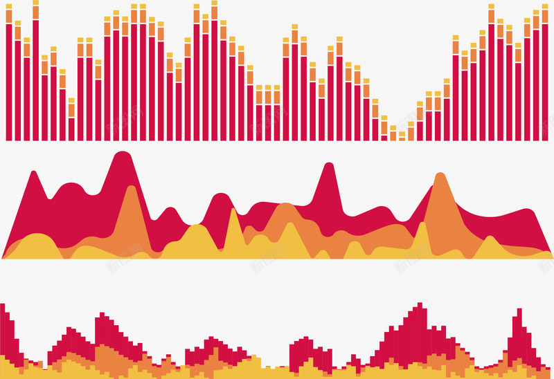 枚红色黄色波纹图png免抠素材_88icon https://88icon.com 条形图 枚红色 波形图 矢量素材 黄色
