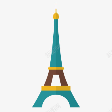 景点矢量图彩色巴黎铁塔建筑旅游景点矢量图图标图标