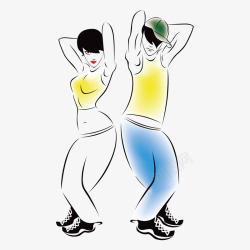 跳街舞的男孩跳街舞的黄色上衣搭档矢量图高清图片