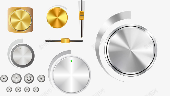 矢量金色底纹音量旋钮图标图标