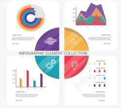彩色拼图年终图表矢量图素材