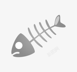 鱼骨头手绘一条小鱼鱼骨简图图标高清图片