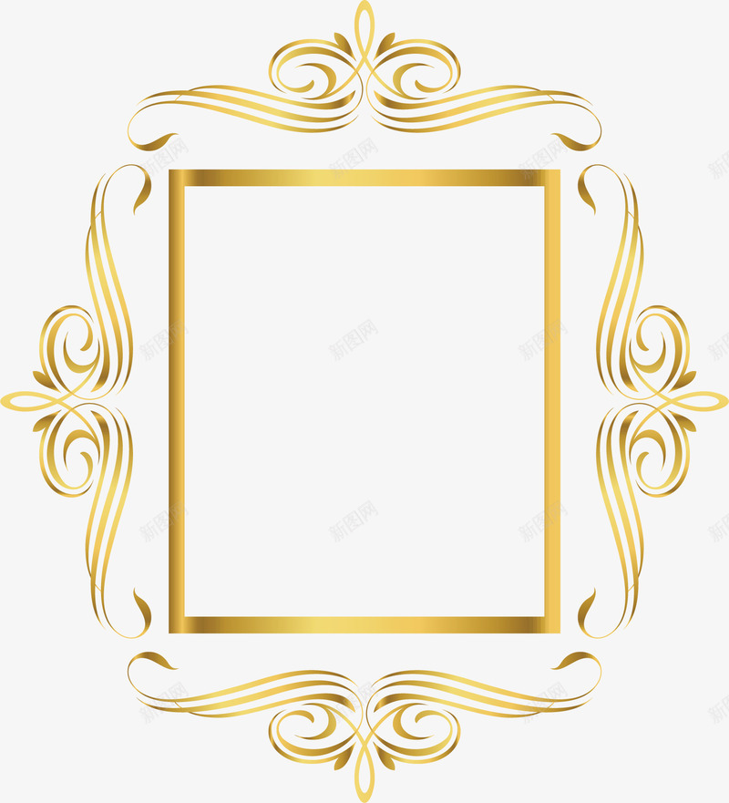 金色相框矢量图ai免抠素材_88icon https://88icon.com 创意 对称图形 正方形 花纹 装饰品 设计 矢量图