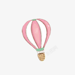 粉色可爱少女漂浮热气球素材
