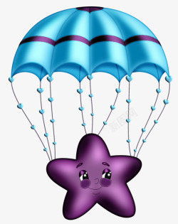 好看的紫色星星降落伞素材