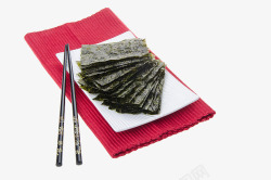 日式风格红桌布海苔素材