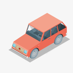 卡通橘色3D汽车图案素材