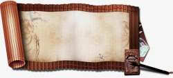 棕色中国风竹简装饰图案素材