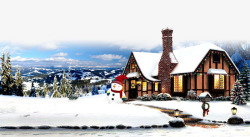 下雪房子素材雪中的小屋高清图片